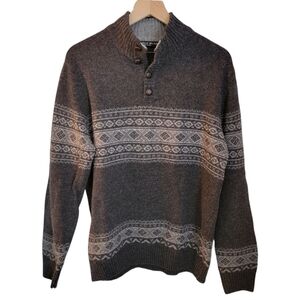 Daniele Blasi Fair Isle Italian Mens Wool Blend 1/4 Button Pullover‎ Sweater M